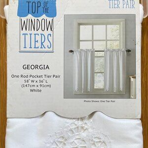 Window Curtain Tiers-- Rod Pocket 58"W x 36"L White